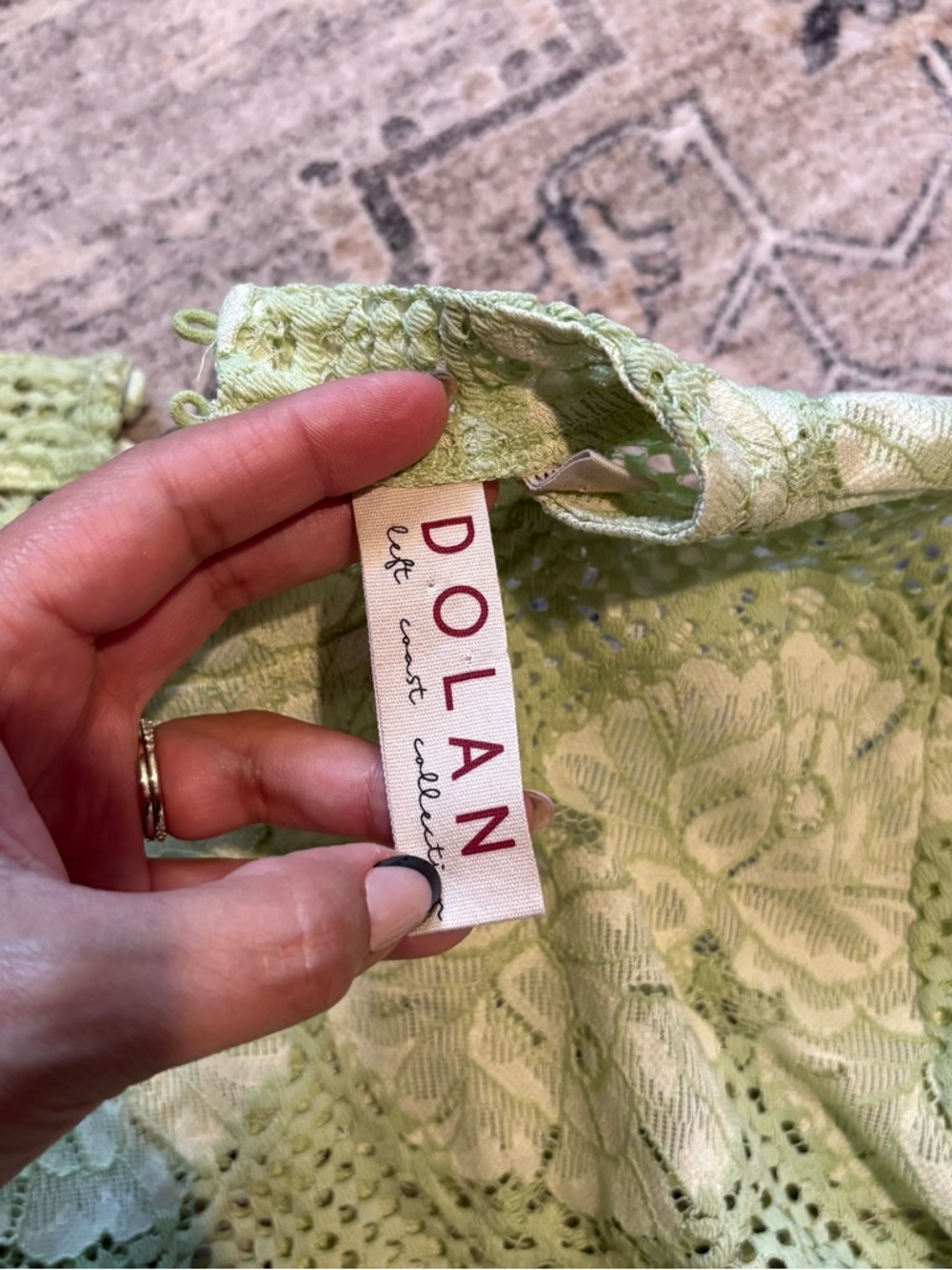 Anthropologie Dolan Left Coast Lace
Blouse Green Mock Neck Bishop Sleeve Top S - Picture 5 of 12